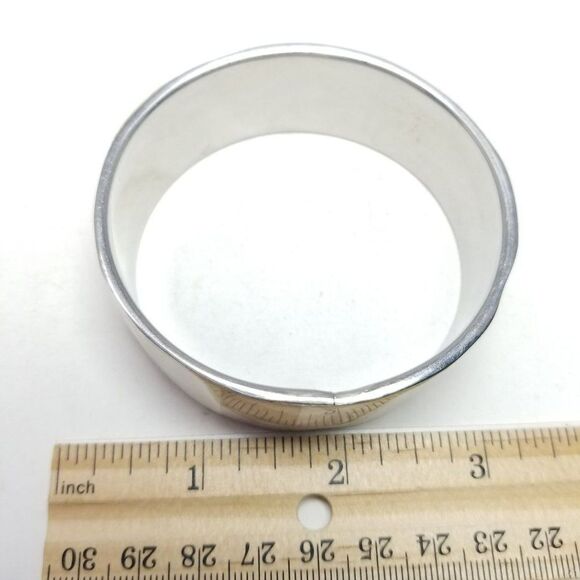 Vintage Cream Panel Inlaid Wide Bangle Bracelet, Silver Tone Setting, Estate - Picture 6 of 6